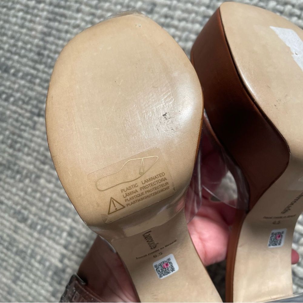 NEW Larroude Carmel Dolly Lucite Platform Mules 6.5 - Picture 4 of 6